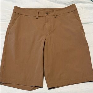 Lululemon Tan Flat Front Shorts, Men, 32